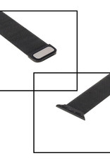 NoXx Horlogeband Milanees Geschikt voor Apple Watch 7 45 mm Bandje - Bandje Geschikt voor Apple Watch 7 45 mm Band Milanees - Zwart & Rose Goud