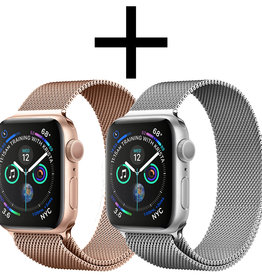 NoXx NoXx Apple Watch 7 Bandje Milanees (45 mm) - Zilver & Rose Goud