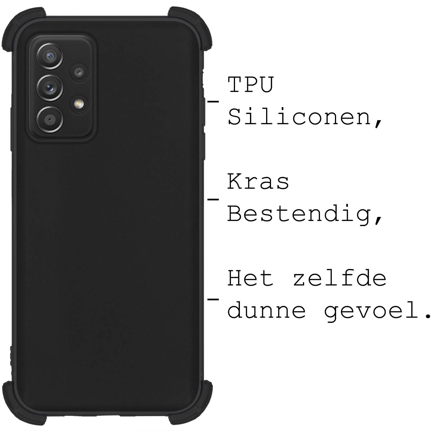 Samsung Galaxy A52s Hoesje Shock Proof Case - Samsung Galaxy A52s Case Zwart Shock Hoes - Samsung Galaxy A52s Hoes Cover - Zwart - 2 Stuks