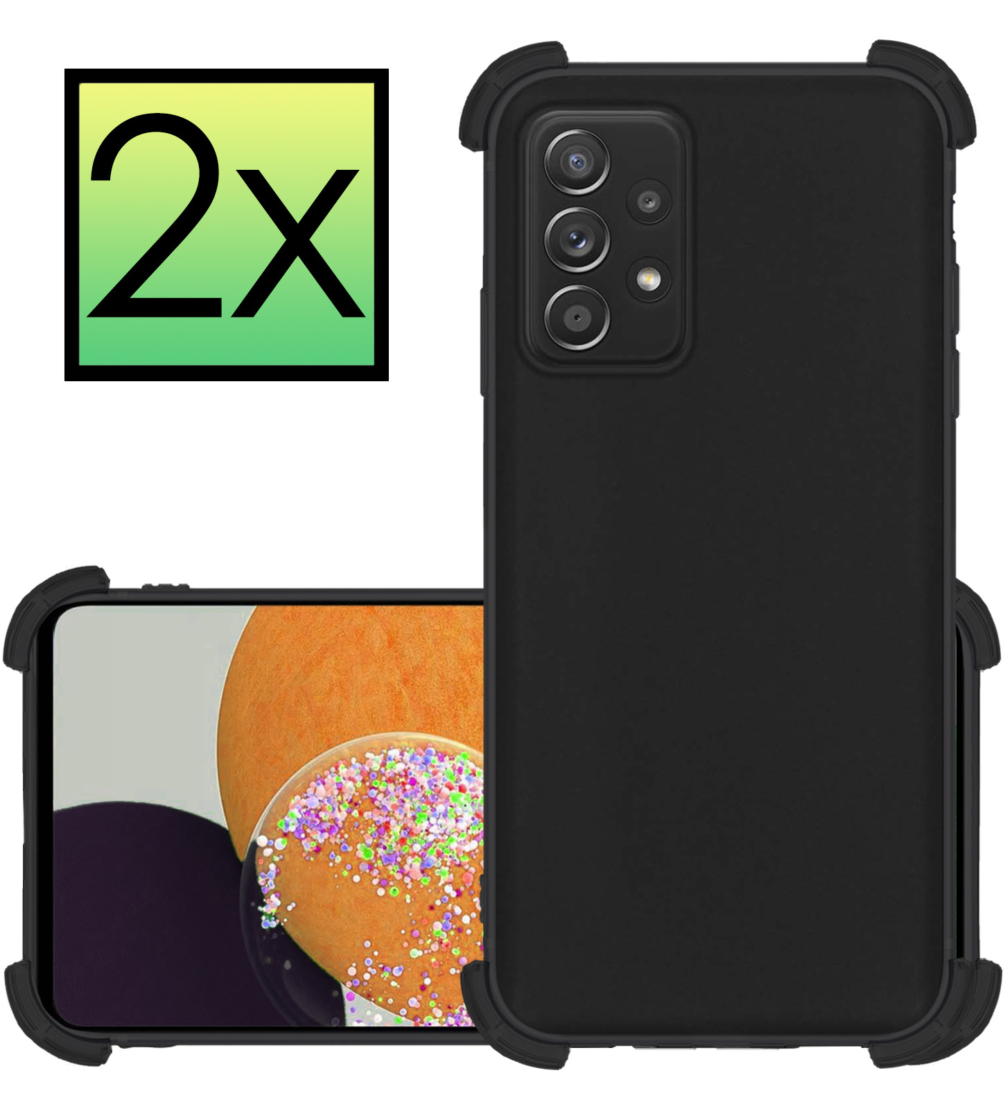 Samsung Galaxy A52s Hoesje Zwart Cover Shock Proof Case Hoes - 2x