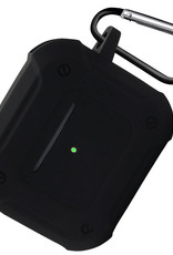 Nomfy Hoesje Geschikt voor AirPods 3 Hoesje Siliconen Shockproof Case Hoes Met Karabijnhaak - Hoesje Geschikt voor Apple AirPods 3 Case - Zwart