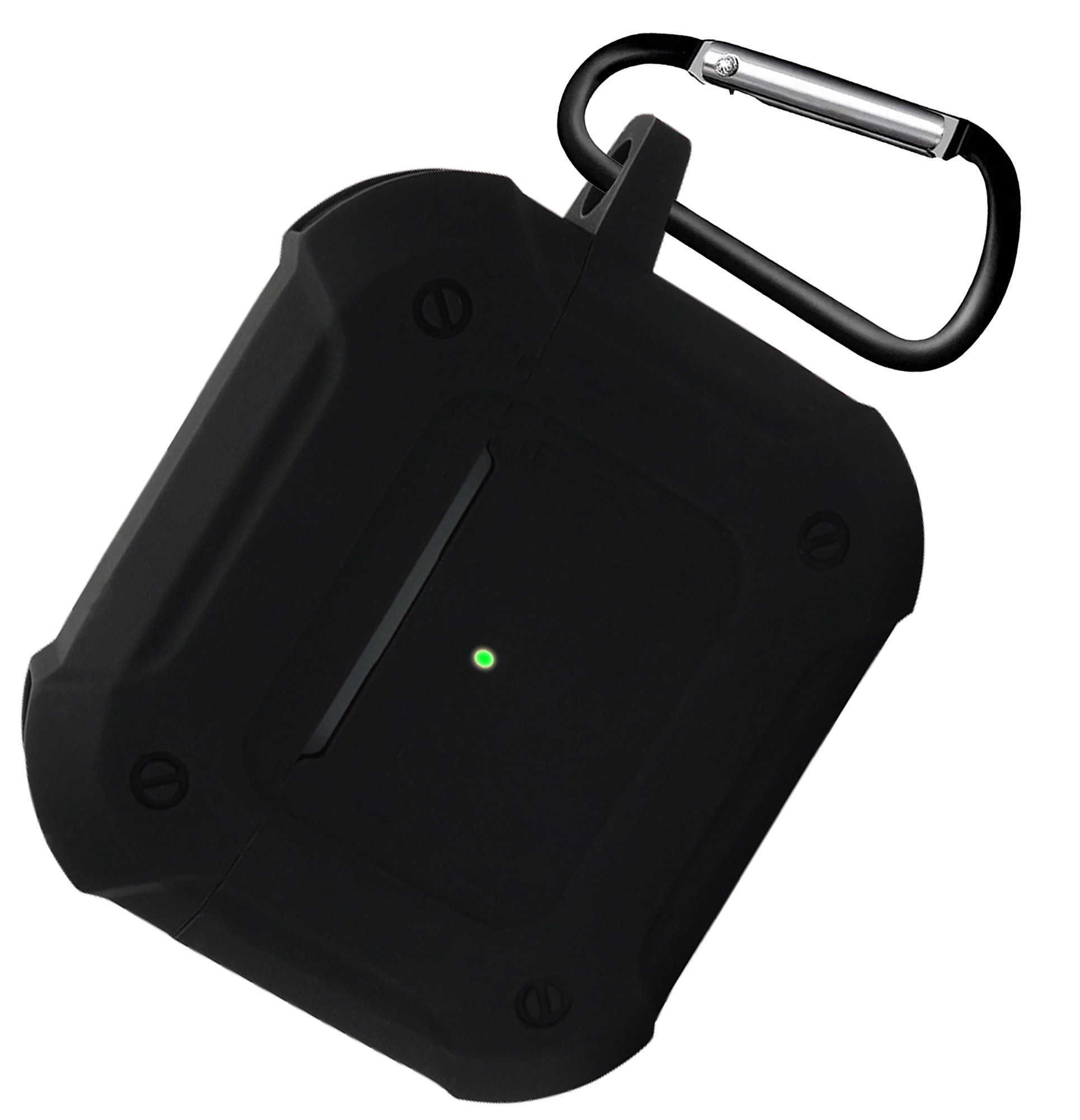 Nomfy Hoesje Geschikt voor AirPods 3 Hoesje Siliconen Shockproof Case Hoes Met Karabijnhaak - Hoesje Geschikt voor Apple AirPods 3 Case - Zwart