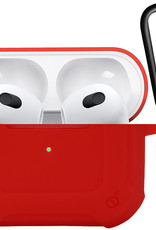 Nomfy AirPods 3 Hoesje Shock Case Hoes Met Haak - Hoesje Geschikt Voor Apple AirPods 3 Case - Rood
