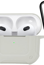 Nomfy Hoesje Geschikt voor AirPods 3 Hoesje Siliconen Shockproof Case Hoes Met Karabijnhaak - Hoesje Geschikt voor Apple AirPods 3 Case - Wit
