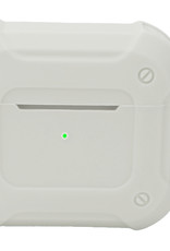 Nomfy Hoesje Geschikt voor AirPods 3 Hoesje Siliconen Shockproof Case Hoes Met Karabijnhaak - Hoesje Geschikt voor Apple AirPods 3 Case - Wit