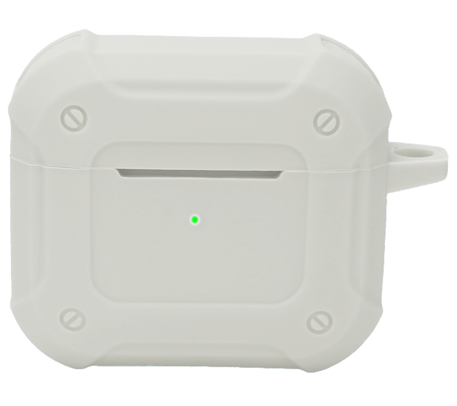 Nomfy Hoesje Geschikt voor AirPods 3 Hoesje Siliconen Shockproof Case Hoes Met Karabijnhaak - Hoesje Geschikt voor Apple AirPods 3 Case - Wit