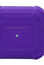 Nomfy Hoesje Geschikt voor AirPods 3 Hoesje Siliconen Shockproof Case Hoes Met Karabijnhaak - Hoesje Geschikt voor Apple AirPods 3 Case - Paars