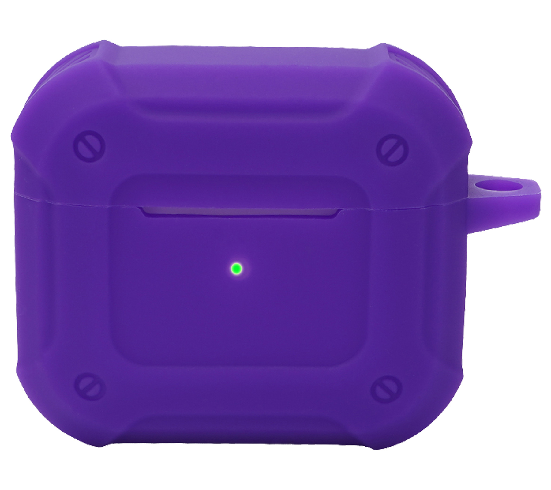 Nomfy Hoesje Geschikt voor AirPods 3 Hoesje Siliconen Shockproof Case Hoes Met Karabijnhaak - Hoesje Geschikt voor Apple AirPods 3 Case - Paars