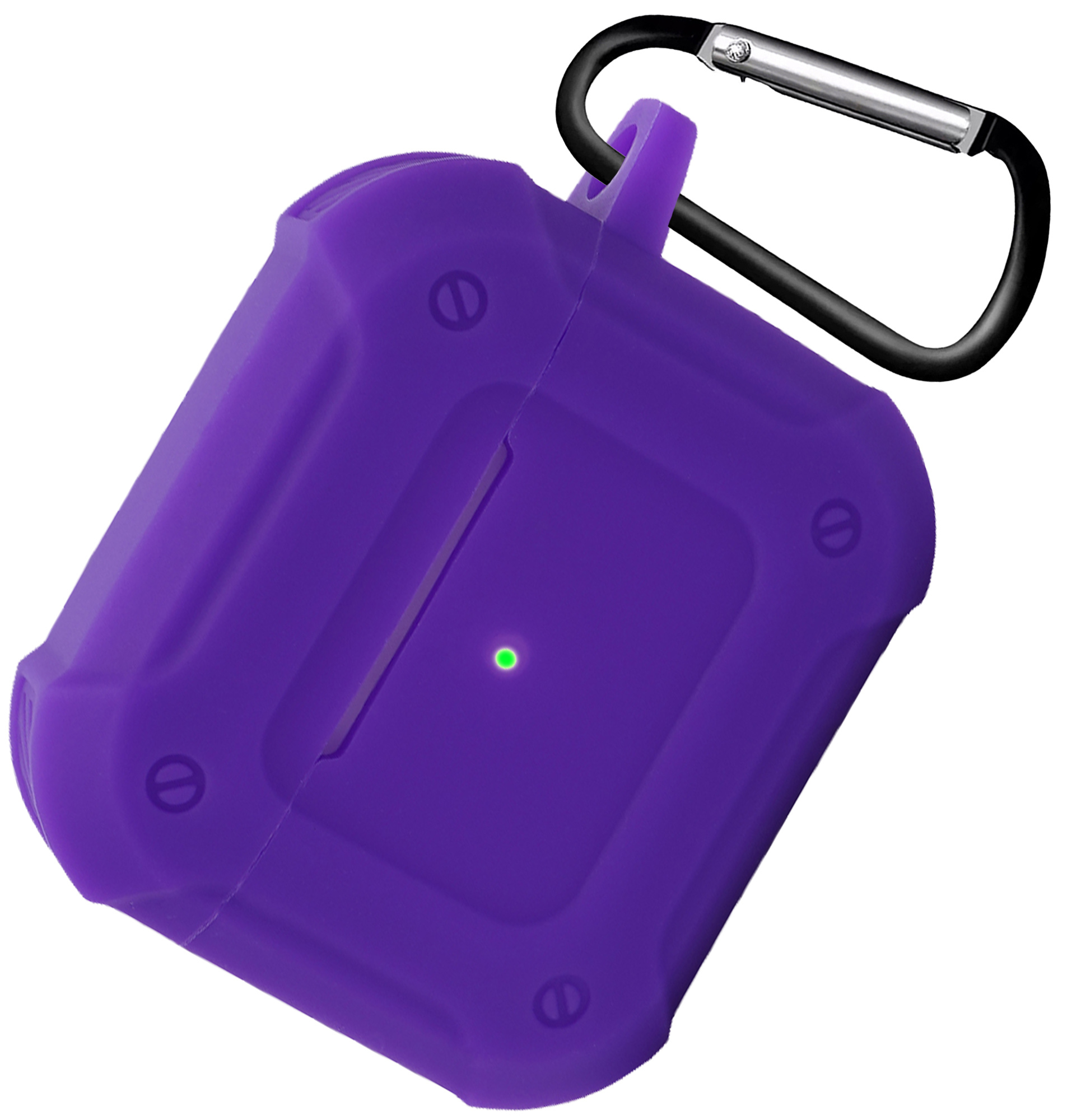 Nomfy Hoesje Geschikt voor AirPods 3 Hoesje Siliconen Shockproof Case Hoes Met Karabijnhaak - Hoesje Geschikt voor Apple AirPods 3 Case - Paars