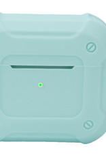 Nomfy Hoesje Geschikt voor AirPods 3 Hoesje Siliconen Shockproof Case Hoes Met Karabijnhaak - Hoesje Geschikt voor Apple AirPods 3 Case - Mint