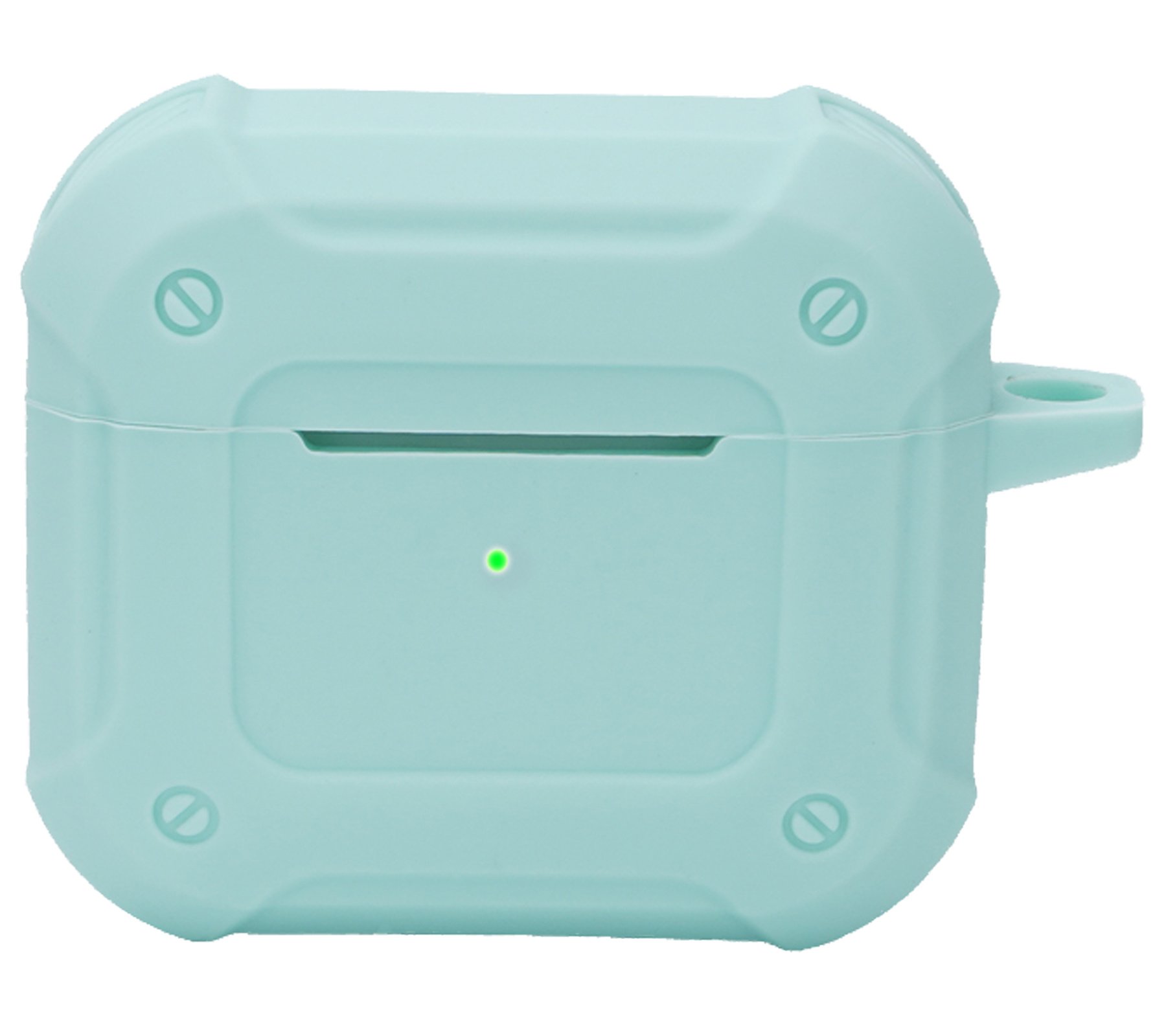 Nomfy Hoesje Geschikt voor AirPods 3 Hoesje Siliconen Shockproof Case Hoes Met Karabijnhaak - Hoesje Geschikt voor Apple AirPods 3 Case - Mint