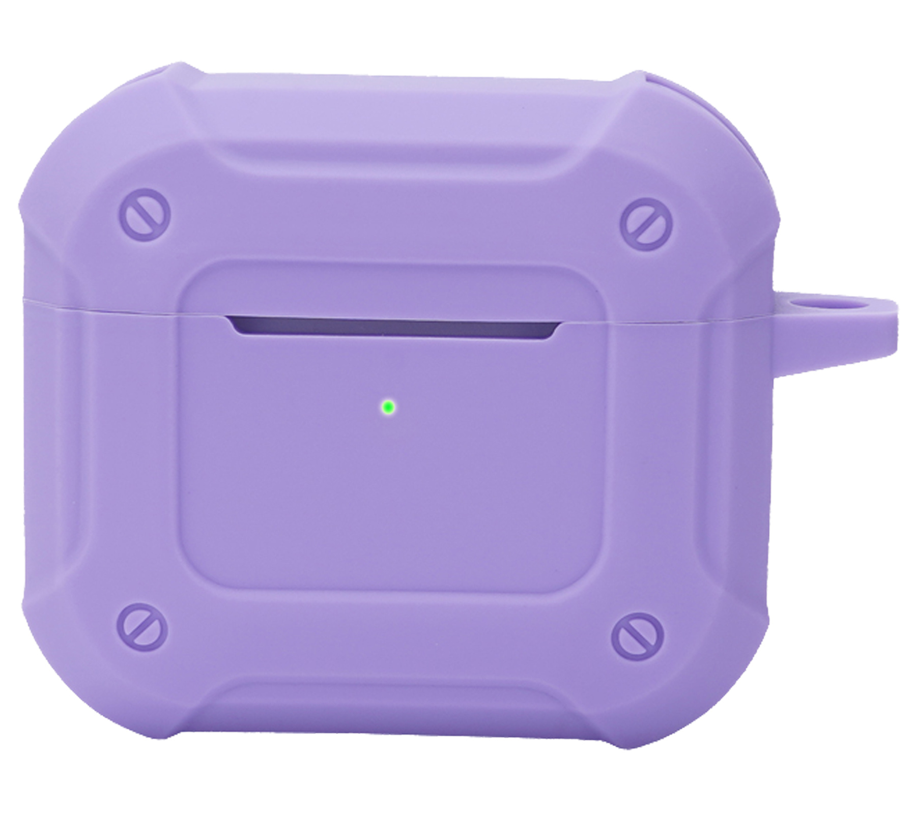 Nomfy Hoesje Geschikt voor AirPods 3 Hoesje Siliconen Shockproof Case Hoes Met Karabijnhaak - Hoesje Geschikt voor Apple AirPods 3 Case - Lila