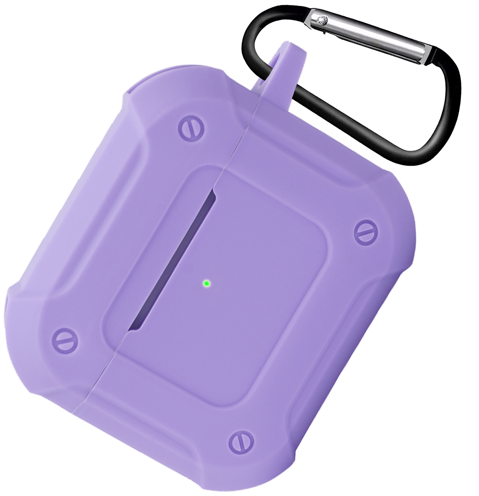 Nomfy Hoesje Geschikt voor AirPods 3 Hoesje Siliconen Shockproof Case Hoes Met Karabijnhaak - Hoesje Geschikt voor Apple AirPods 3 Case - Lila