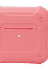 Nomfy Hoesje Geschikt voor AirPods 3 Hoesje Siliconen Shockproof Case Hoes Met Karabijnhaak - Hoesje Geschikt voor Apple AirPods 3 Case - Roze