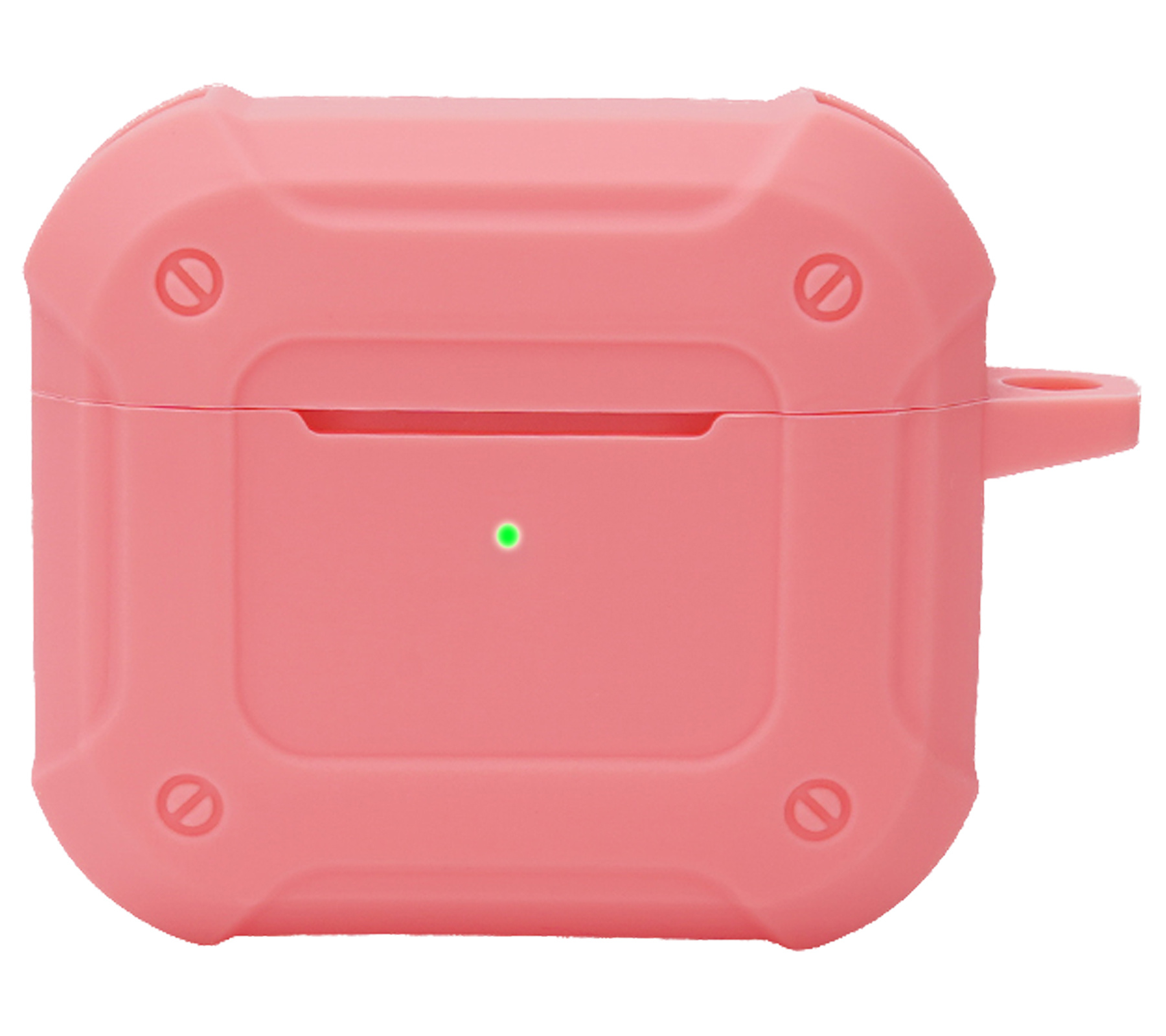 Nomfy Hoesje Geschikt voor AirPods 3 Hoesje Siliconen Shockproof Case Hoes Met Karabijnhaak - Hoesje Geschikt voor Apple AirPods 3 Case - Roze