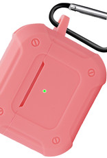 Nomfy Hoesje Geschikt voor AirPods 3 Hoesje Siliconen Shockproof Case Hoes Met Karabijnhaak - Hoesje Geschikt voor Apple AirPods 3 Case - Roze