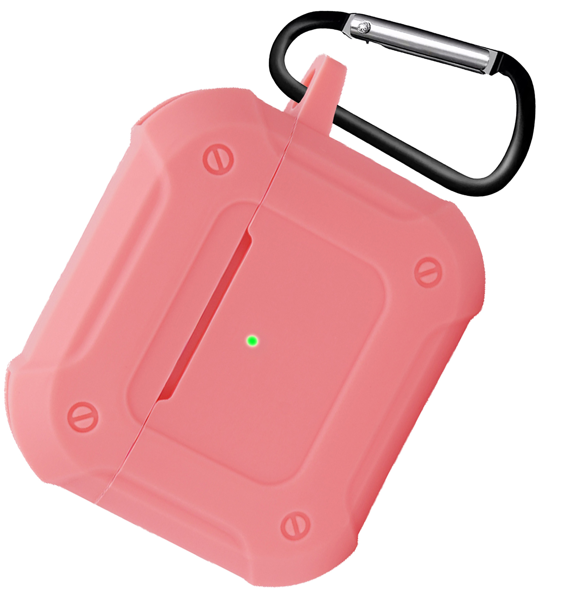 Nomfy Hoesje Geschikt voor AirPods 3 Hoesje Siliconen Shockproof Case Hoes Met Karabijnhaak - Hoesje Geschikt voor Apple AirPods 3 Case - Roze