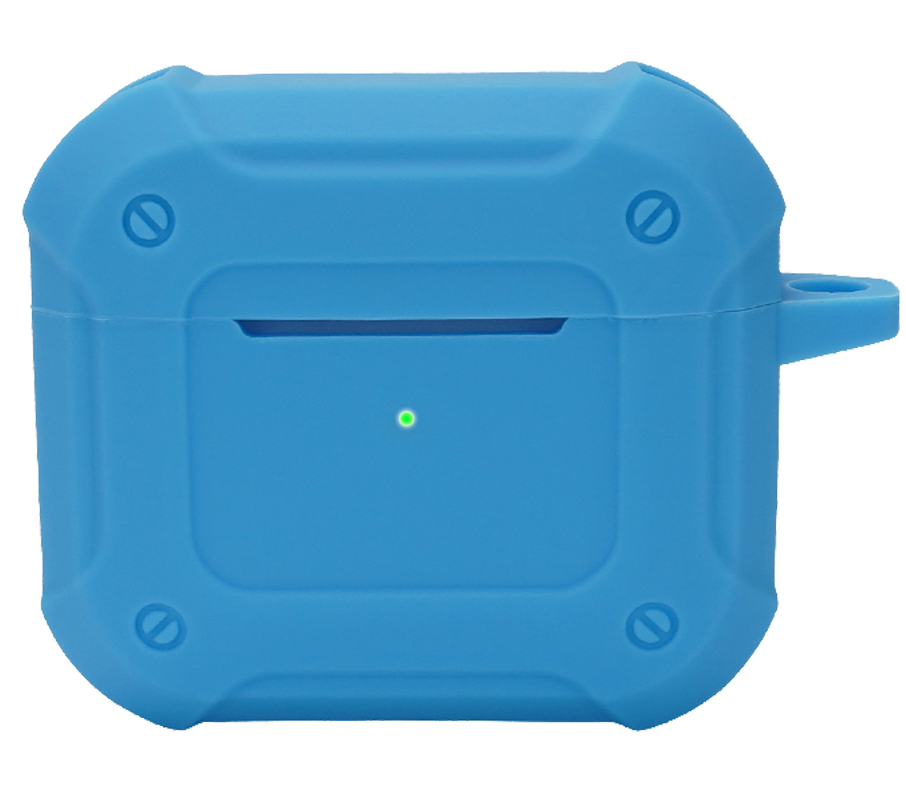 Nomfy Hoesje Geschikt voor AirPods 3 Hoesje Siliconen Shockproof Case Hoes Met Karabijnhaak - Hoesje Geschikt voor Apple AirPods 3 Case - Lichtblauw