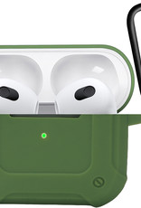 Nomfy Hoesje Geschikt voor AirPods 3 Hoesje Siliconen Shockproof Case Hoes Met Karabijnhaak - Hoesje Geschikt voor Apple AirPods 3 Case - Groen