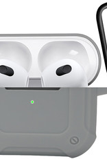 Nomfy AirPods 3 Hoesje Shock Case Hoes Met Haak - Hoesje Geschikt Voor Apple AirPods 3 Case - Grijs