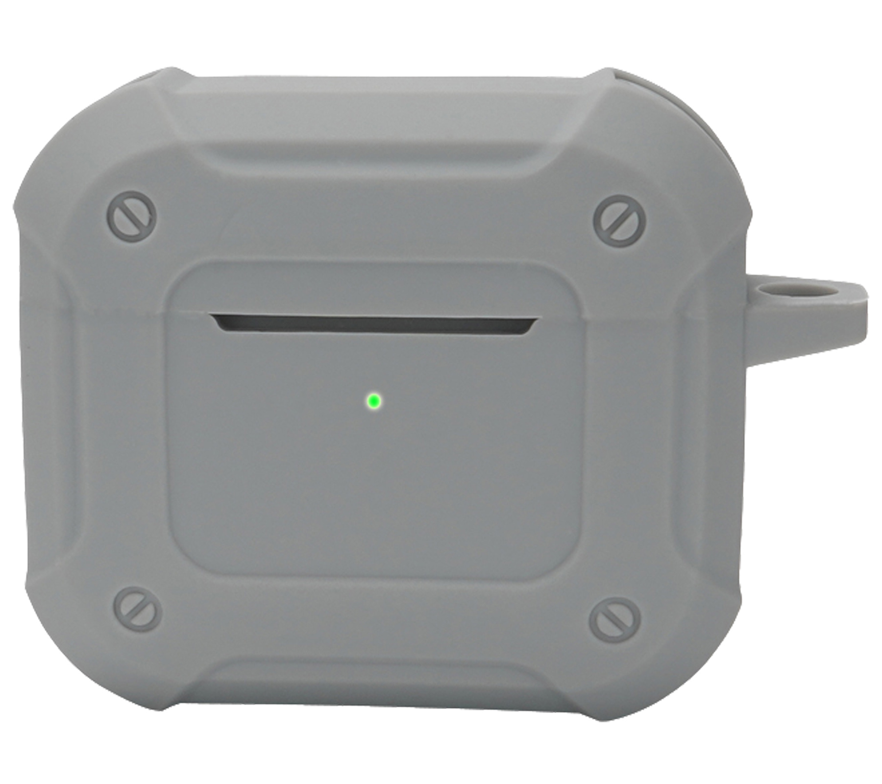 Nomfy Hoesje Geschikt voor AirPods 3 Hoesje Siliconen Shockproof Case Hoes Met Karabijnhaak - Hoesje Geschikt voor Apple AirPods 3 Case - Grijs