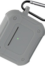 Nomfy Hoesje Geschikt voor AirPods 3 Hoesje Siliconen Shockproof Case Hoes Met Karabijnhaak - Hoesje Geschikt voor Apple AirPods 3 Case - Grijs