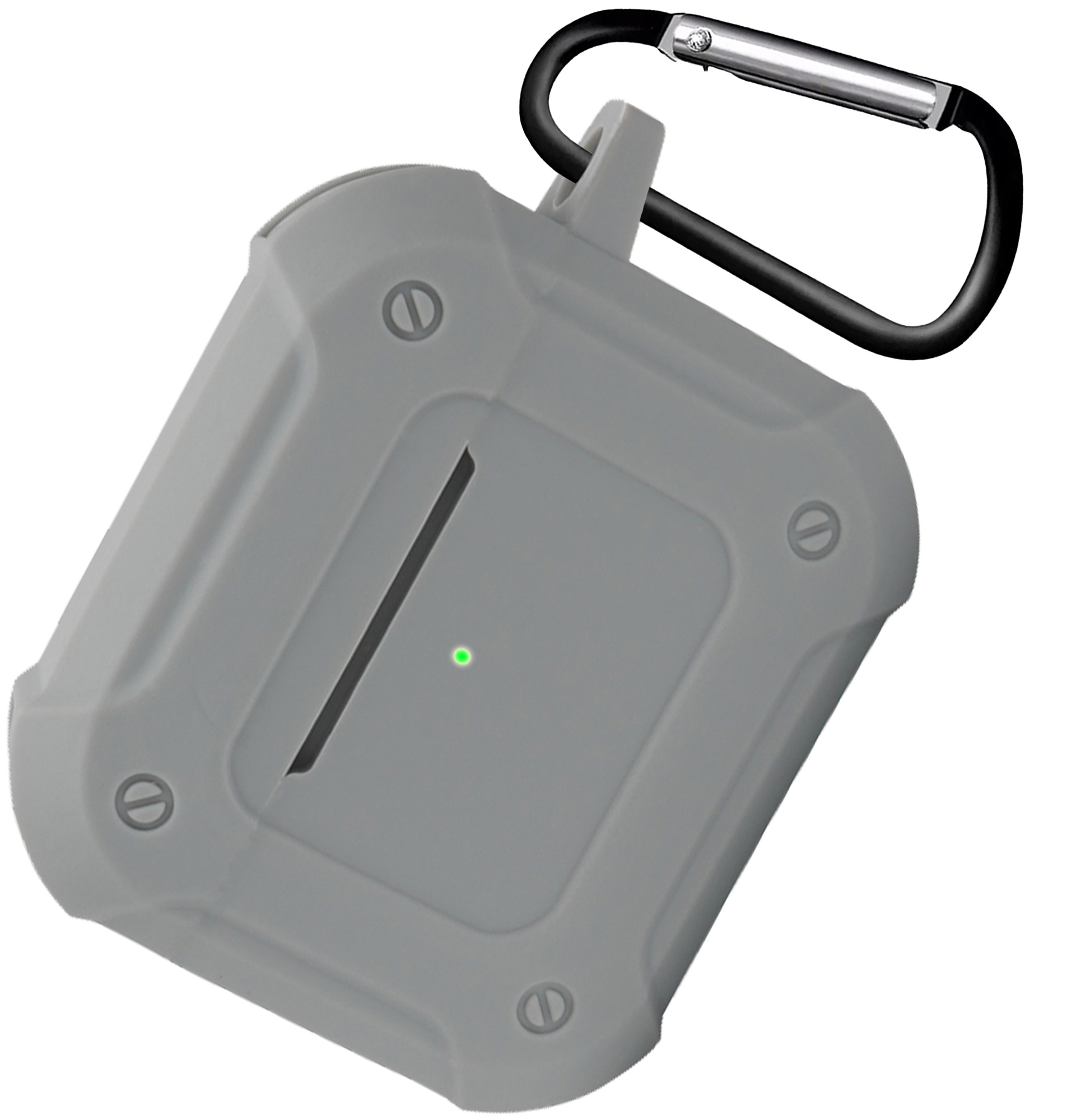 Nomfy Hoesje Geschikt voor AirPods 3 Hoesje Siliconen Shockproof Case Hoes Met Karabijnhaak - Hoesje Geschikt voor Apple AirPods 3 Case - Grijs