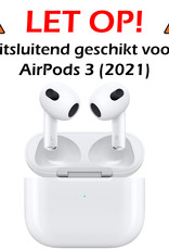 Nomfy Hoesje Geschikt voor AirPods 3 Hoesje Siliconen Shockproof Case Hoes Met Karabijnhaak - Hoesje Geschikt voor Apple AirPods 3 Case - Grijs