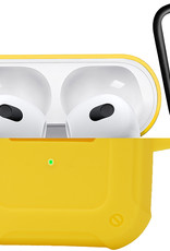 Nomfy Hoesje Geschikt voor AirPods 3 Hoesje Siliconen Shockproof Case Hoes Met Karabijnhaak - Hoesje Geschikt voor Apple AirPods 3 Case - Geel