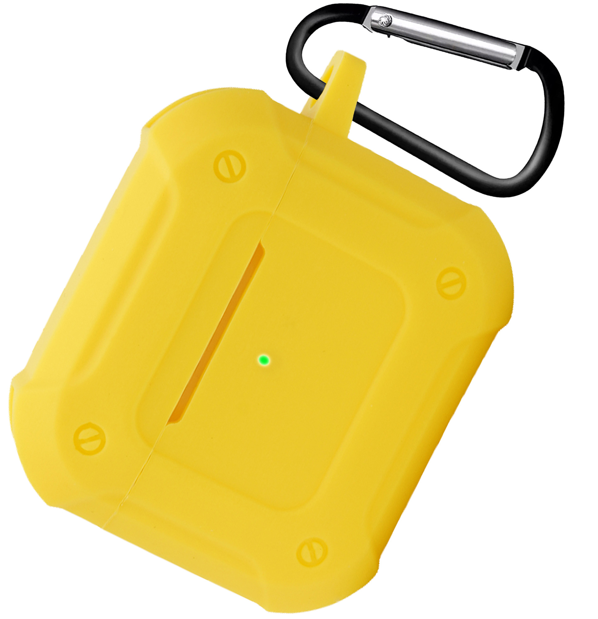 Nomfy Hoesje Geschikt voor AirPods 3 Hoesje Siliconen Shockproof Case Hoes Met Karabijnhaak - Hoesje Geschikt voor Apple AirPods 3 Case - Geel