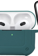 Nomfy AirPods 3 Hoesje Shock Case Hoes Met Haak - Hoesje Geschikt Voor Apple AirPods 3 Case - Donker Groen