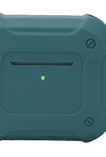 Nomfy Hoesje Geschikt voor AirPods 3 Hoesje Siliconen Shockproof Case Hoes Met Karabijnhaak - Hoesje Geschikt voor Apple AirPods 3 Case - Donkergroen