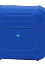 Nomfy AirPods 3 Hoesje Shock Case Hoes Met Haak - Hoesje Geschikt Voor Apple AirPods 3 Case - Donker Blauw
