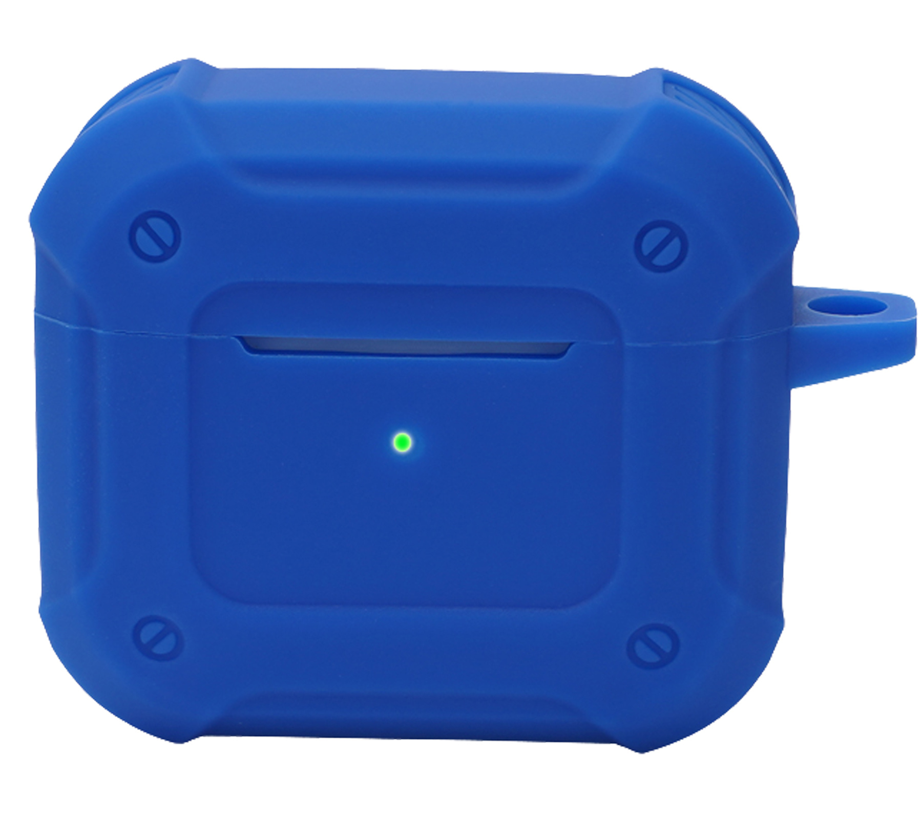 Nomfy Hoesje Geschikt voor AirPods 3 Hoesje Siliconen Shockproof Case Hoes Met Karabijnhaak - Hoesje Geschikt voor Apple AirPods 3 Case - Donkerblauw