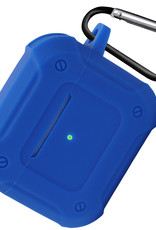 Nomfy Hoesje Geschikt voor AirPods 3 Hoesje Siliconen Shockproof Case Hoes Met Karabijnhaak - Hoesje Geschikt voor Apple AirPods 3 Case - Donkerblauw