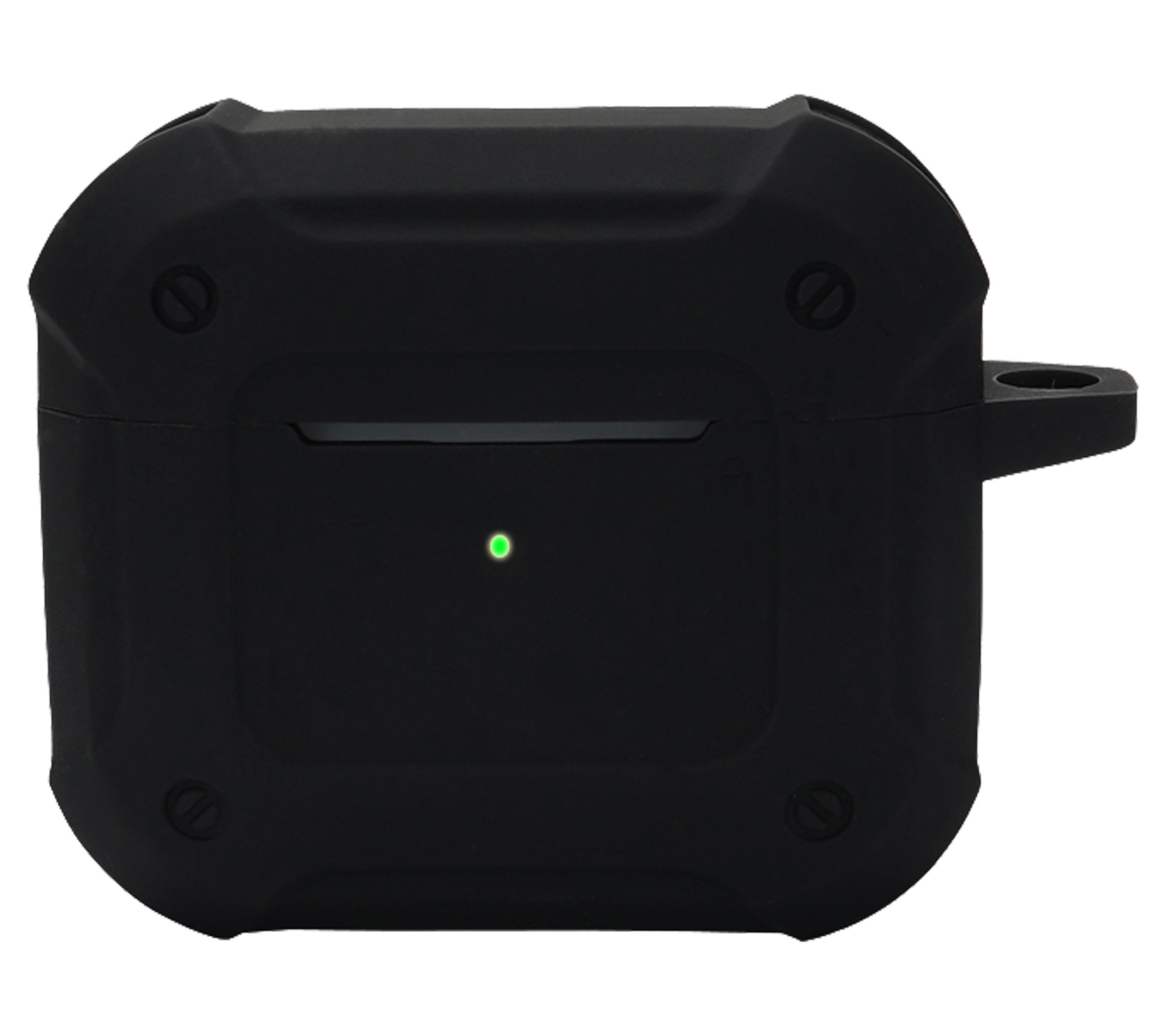 NoXx Hoes Geschikt voor AirPods 3 Hoesje Cover Silicone Case Hoes Met Karabijnhaak - Zwart