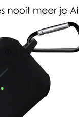 NoXx Hoes Geschikt voor AirPods 3 Hoesje Cover Silicone Case Hoes Met Karabijnhaak - Zwart