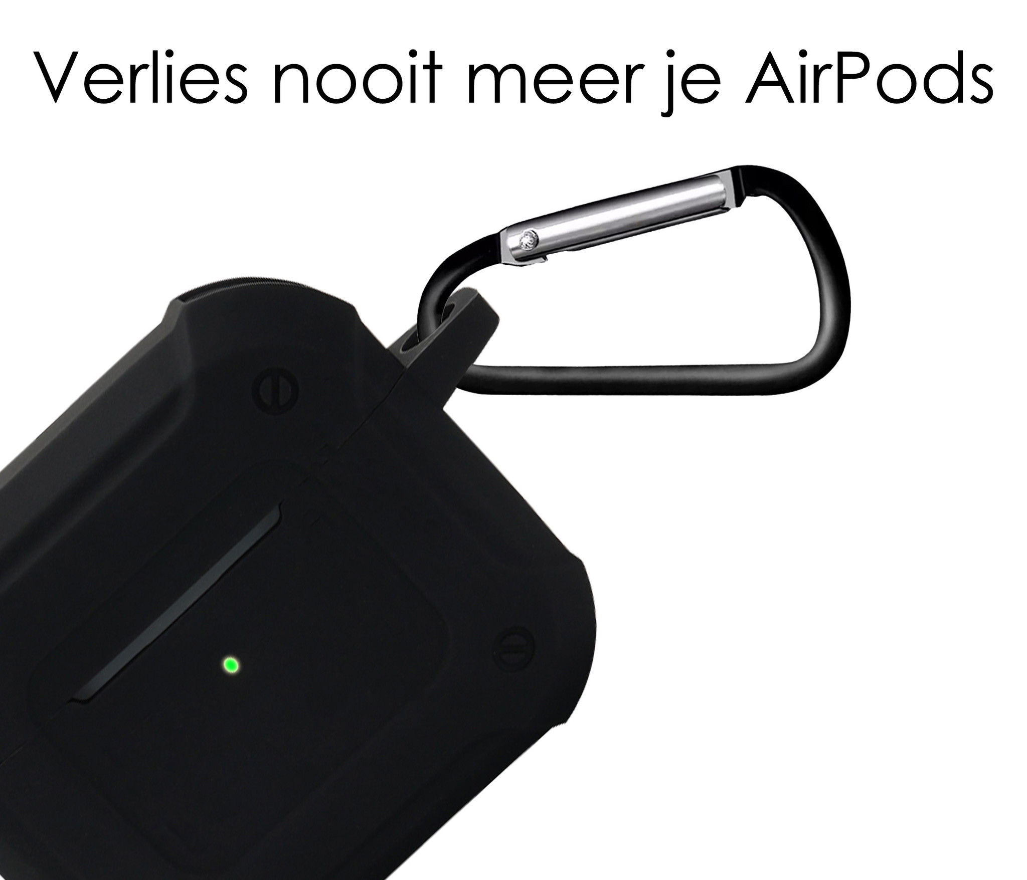 NoXx Hoes Geschikt voor AirPods 3 Hoesje Cover Silicone Case Hoes Met Karabijnhaak - Zwart