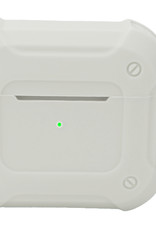 NoXx Hoes Geschikt voor AirPods 3 Hoesje Cover Silicone Case Hoes Met Karabijnhaak - Wit