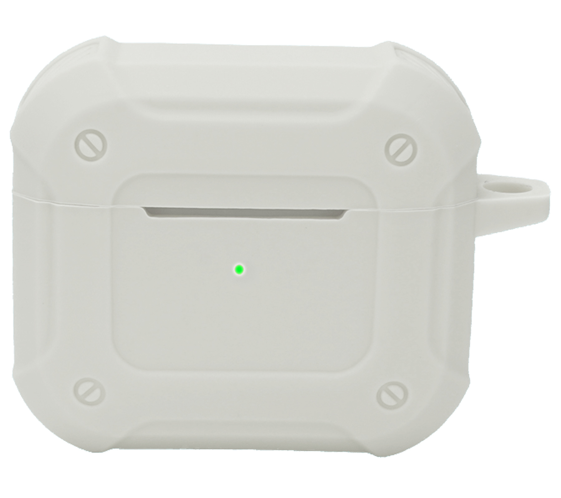 NoXx Hoes Geschikt voor AirPods 3 Hoesje Cover Silicone Case Hoes Met Karabijnhaak - Wit