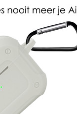 NoXx Hoes Geschikt voor AirPods 3 Hoesje Cover Silicone Case Hoes Met Karabijnhaak - Wit