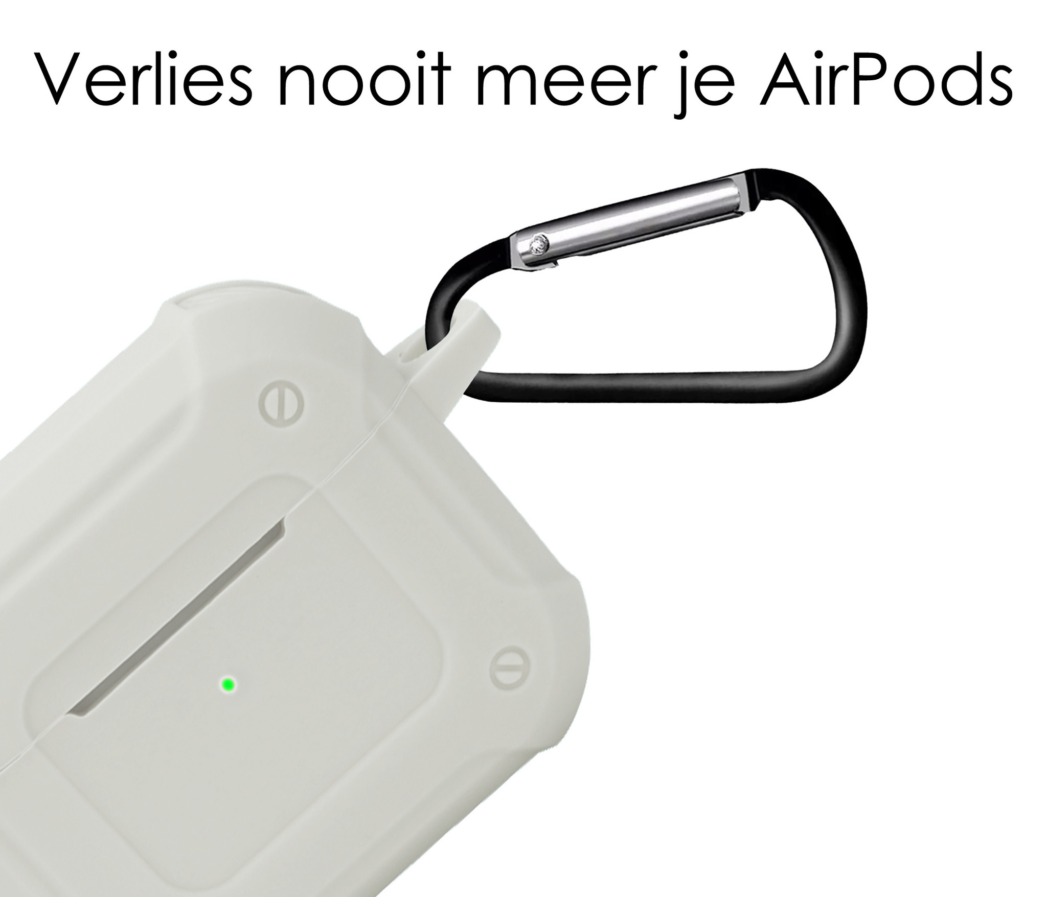 NoXx Hoes Geschikt voor AirPods 3 Hoesje Cover Silicone Case Hoes Met Karabijnhaak - Wit