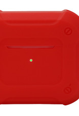 NoXx Hoes Geschikt voor AirPods 3 Hoesje Cover Silicone Case Hoes Met Karabijnhaak - Rood