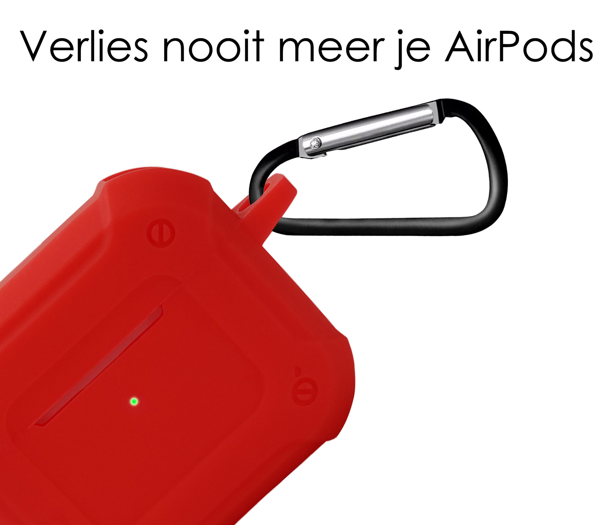 NoXx Hoes Geschikt voor AirPods 3 Hoesje Cover Silicone Case Hoes Met Karabijnhaak - Rood