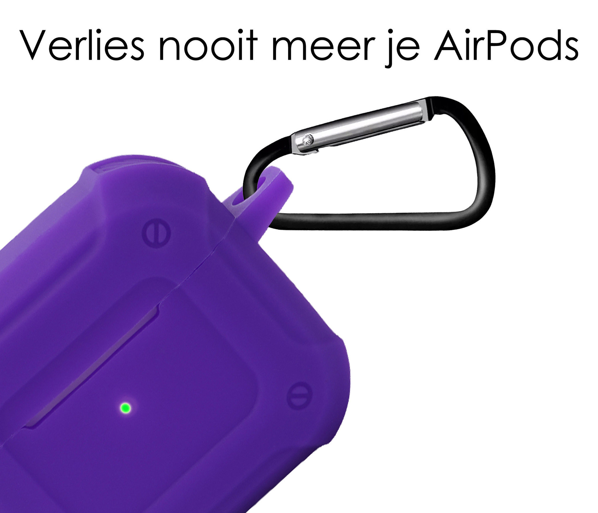 NoXx Hoes Geschikt voor AirPods 3 Hoesje Cover Silicone Case Hoes Met Karabijnhaak - Paars