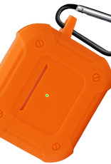 NoXx Hoes Geschikt voor AirPods 3 Hoesje Cover Silicone Case Hoes Met Karabijnhaak - Oranje