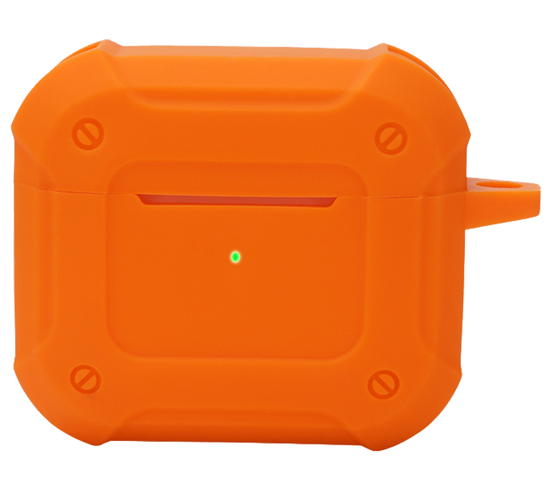 NoXx Hoes Geschikt voor AirPods 3 Hoesje Cover Silicone Case Hoes Met Karabijnhaak - Oranje