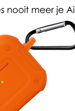 NoXx Hoes Geschikt voor AirPods 3 Hoesje Cover Silicone Case Hoes Met Karabijnhaak - Oranje