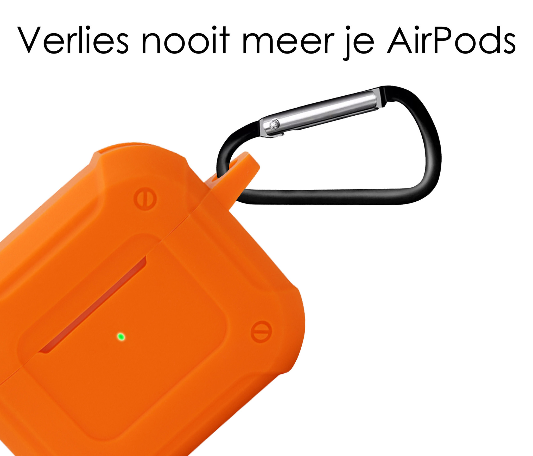 NoXx Hoes Geschikt voor AirPods 3 Hoesje Cover Silicone Case Hoes Met Karabijnhaak - Oranje