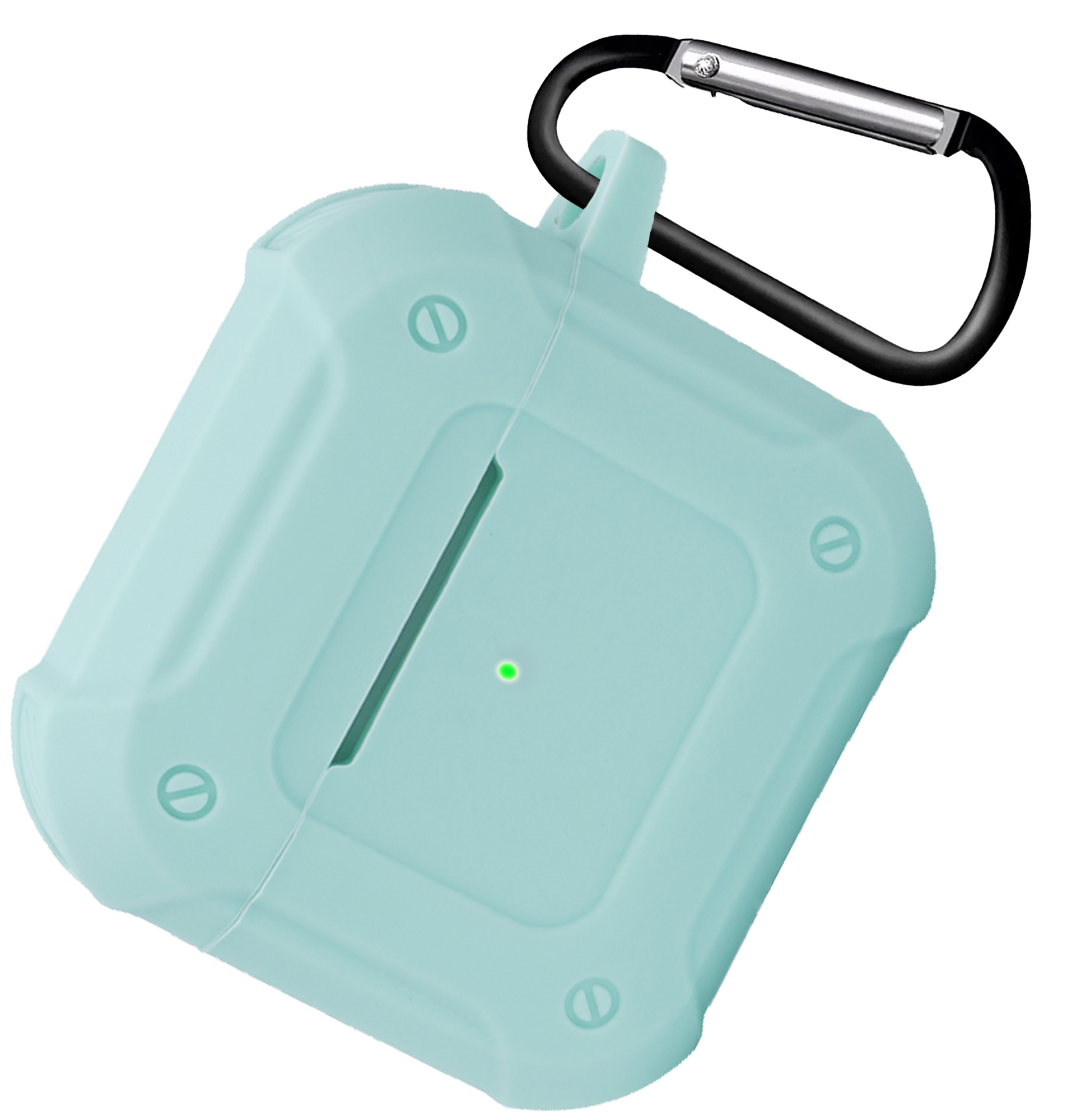 NoXx Hoes Geschikt voor AirPods 3 Hoesje Cover Silicone Case Hoes Met Karabijnhaak - Mint